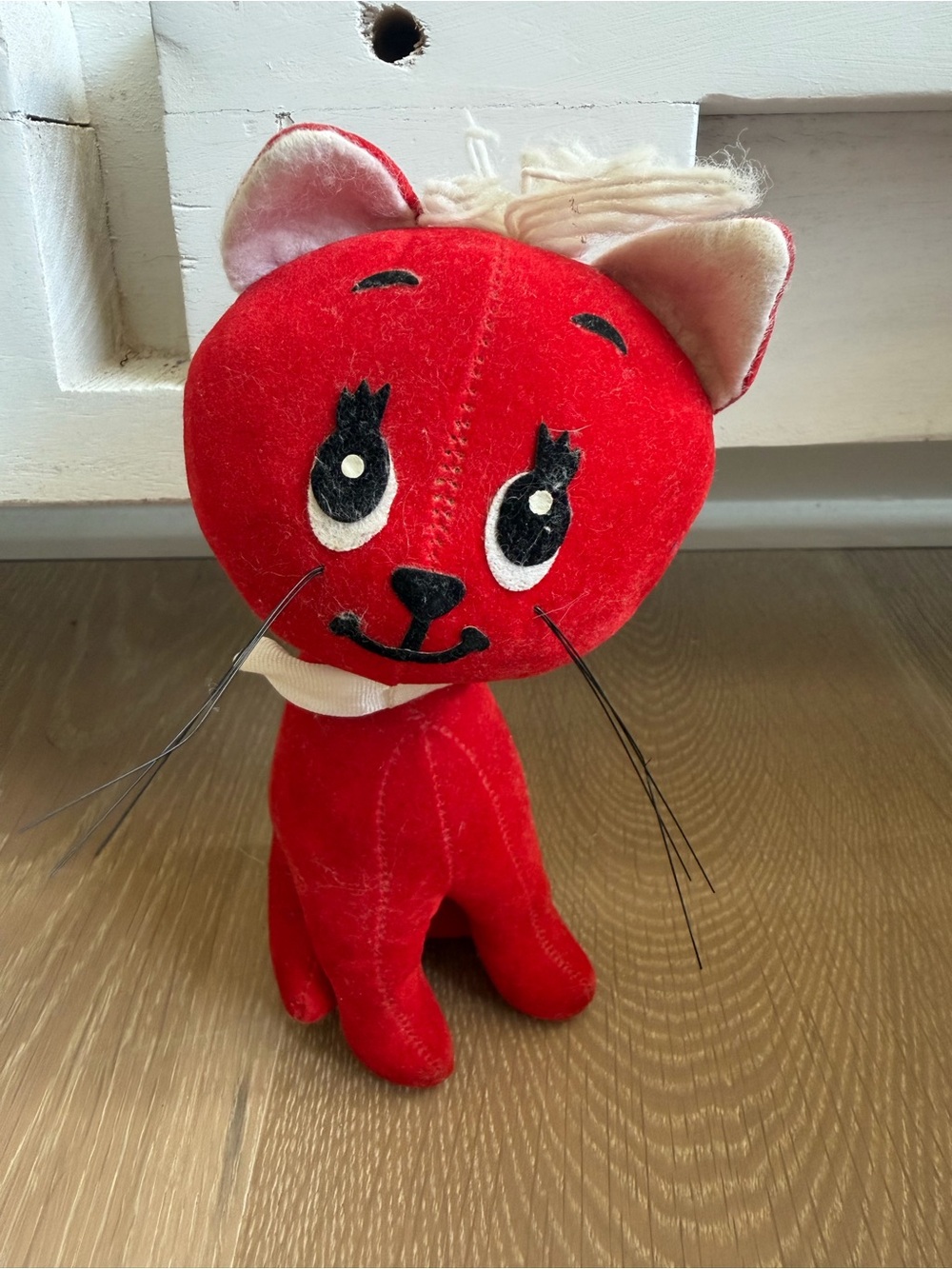 Vintage 1960s R. Dakin & Co. "Dream Pets" Red Velveteen Cat - Made in Japan